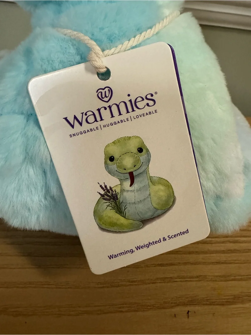 NWT Warmies Snake Plush Microwavable Heatable Lavender Scented Pastel Blue